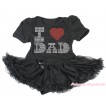 Black Baby Bodysuit Pettiskirt & Sparkle Rhinestone I Love Dad Print JS4475
